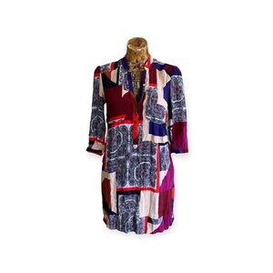 Maeve Anthropologie dress red white blue Size 8 medium long sleeve